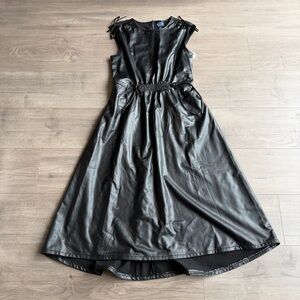 NWT Scoop Faux Leather Cinch Waist midi dress - size small (4-6)